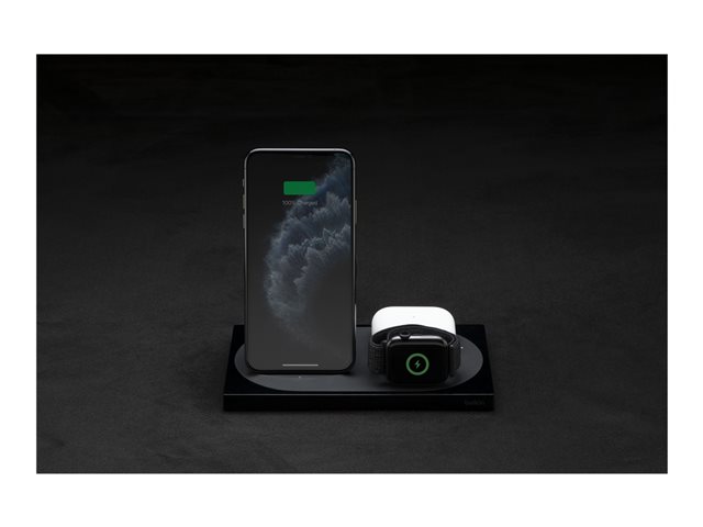 Belkin BoostCharge - Wireless charging stand - 7.5 Watt - black - for Apple AirPods, AirPods Pro, iPhone 11, 12, 7, 8, SE, X, XR, XS, XS Max, Watch