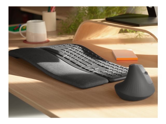 Logitech ERGO K860 - Keyboard - wireless - 2.4 GHz, Bluetooth 5.0 - QWERTY - Spanish - graphite