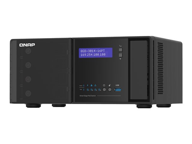 QNAP QGD-3014-16PT - Switch - smart - 16 x 10/100/1000 (PoE+) + 2 x combo Gigabit SFP - desktop - PoE+ (140 W)