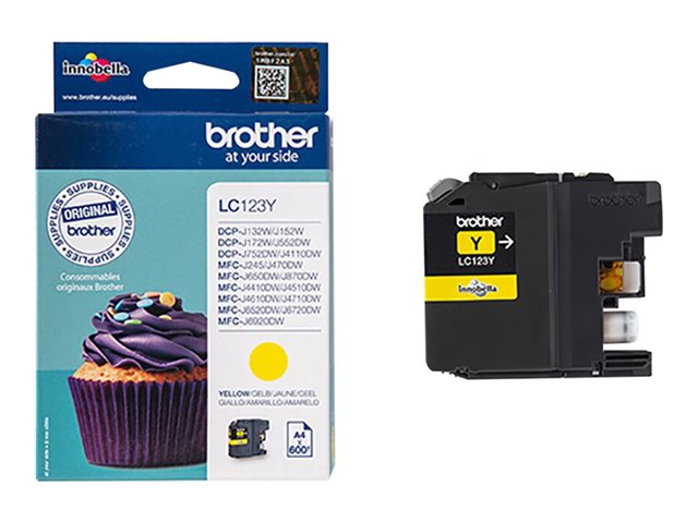 Brother LC123Y - High Yield - yellow - original - ink cartridge - for Brother DCP-J100, J105, J132, J152, J552, J752, MFC-J245, J470, J650, J6520, J6720, J6920
