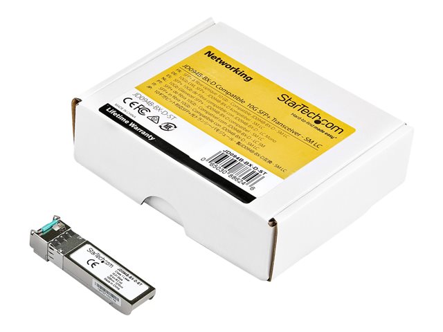 StarTech.com HPE JD094B-BX-D Compatible SFP+ Module, 10GBASE-BX, 10 Gigabit Ethernet Bi-Directional (BiDi) Fiber Single Strand SFP+, LC 10km, HPE 5900, 12500, 5500 Mini GBIC Transceiver - Lifetime Warranty (JD094B-BX-D-ST) - SFP+ transceiver module (