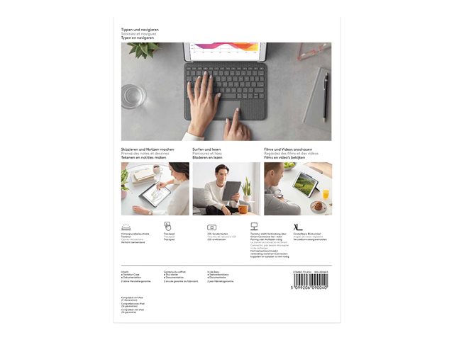 Logitech Combo TouchKeyboard and folio casewith trackpadbacklitApple Smart connectorAzerty FRgraphitefor iPad (7th gen)