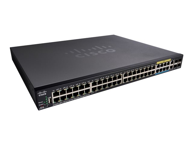Cisco Small Business SG350X-48PV - Switch - Managed - 40 x 10/100/1000 (PoE+) + 8 x 100/1000/2.5G/5G (PoE+) + 2 x combo 10 Gigabit SFP+ + 2 x 10 Gigabit SFP+ - rack-mountable - PoE+ (740 W)