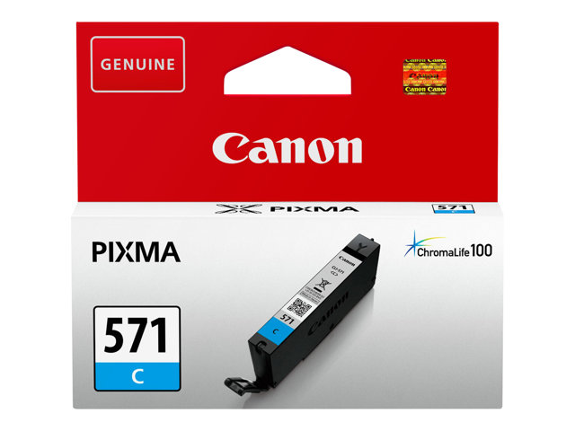 Canon CLI-571C - 7 ml - cyan - original - ink tank - for PIXMA TS5051, TS5053, TS5055, TS6050, TS6051, TS6052, TS8051, TS8052, TS9050, TS9055