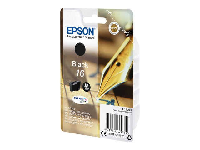 Epson 16 - 5.4 ml - black - original - ink cartridge - for WorkForce WF-2010, 2510, 2520, 2530, 2540, 2630, 2650, 2660, 2750, 2760