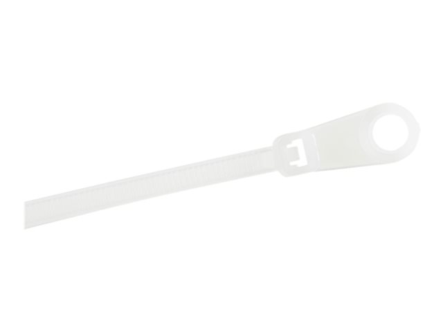 StarTech.com 20cm(8\") Cable Ties with Mounting Hole, 4mm(1/8\") wide, 52mm(2\") Bundle Diameter, 22kg(50lb) Tensile Strength, Nylon 66 Self Locking Ties with Screw Hole, UL Listed, 100 Pack - UL94 V-2 Rated - TAA (CBMZTS10N8) - Cable tie - 21.9 cm - white - TAA Compliant (pack of 100)