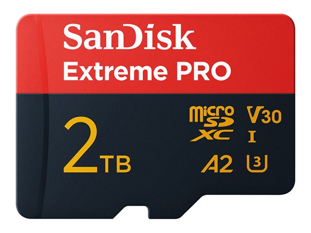SanDisk Extreme Pro - Flash memory card (SD adapter included) - 2 TB - A2 / Video Class V30 / UHS-I U3 - microSDXC UHS-I