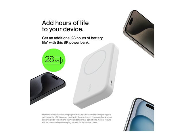 Belkin - Wireless power bank - magnetic with Qi2 - 8000 mAh 