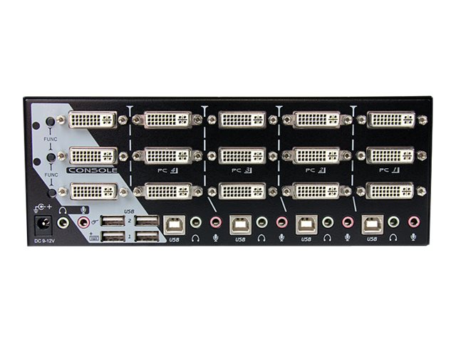 StarTech.com 4 Port Triple Monitor DVI USB KVM Switch with Audio & USB 2.0 Hub - Multi Monitor KVM - USB DVI KVM Switch (SV431TDVIUA) - KVM / audio / USB switch - 4 x KVM / audio / USB - 1 local user - desktop - for P/N: SV431RACK, SVA12M2NEUA, SVA12M5NA