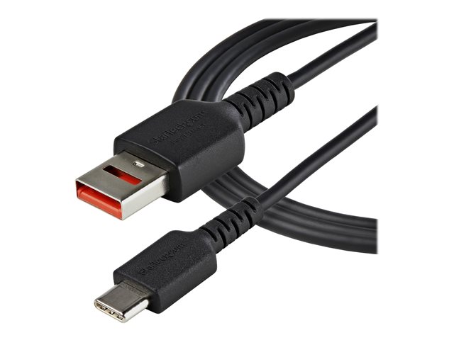 StarTech.com 3ft (1m) Secure Charging Cable, USB-A to USB-C Data Blocker Charge-Only Cable, No-Data Power-Only Charger Cable for Phone/Tablet, Data Blocking USB Protector Adapter Cable - 5V at 2.4A (12W max) (USBSCHAC1M) - USB cable - USB (power only) (M) to USB-C (power only) (M) - 5 V - 2.4 A - 100 cm - passive, molded - black