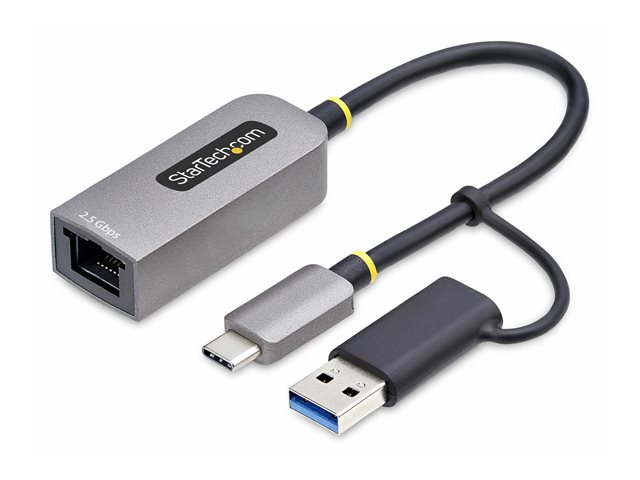 StarTech.com 2.5GbE USB-C to Ethernet Adapter with USB-A Converter - Network adapter - USB-C 3.2 Gen 1 / Thunderbolt 3 - 10M/100M/1G/2.5 Gigabit Ethernet - space grey