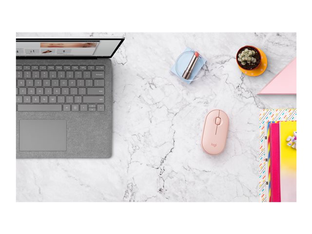 Logitech Pebble M350 - Mouse - optical - 3 buttons - wireless - 2.4 GHz, Bluetooth - USB wireless receiver - rose