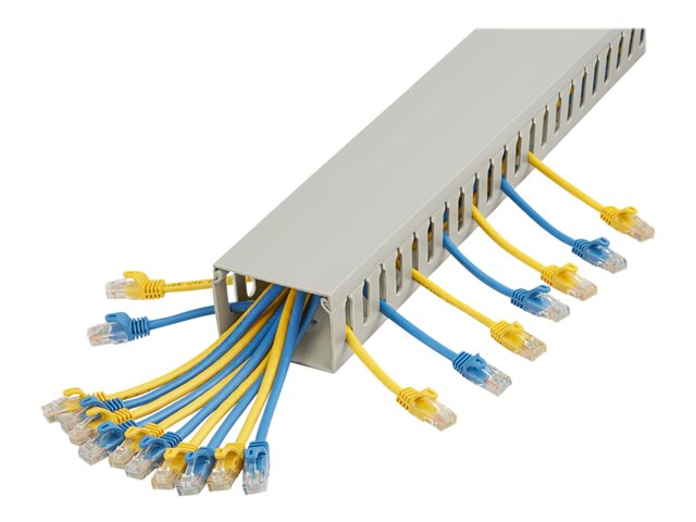 StarTech.com Open Slot Cable Management Raceway with Cover, 3\"(75mm)W x 2\"(50mm)H, 6.5ft(2m) length, 1/4\"(8mm) Slots, PVC Network Cable Hider Kit/Wall Wire Duct, Max 180 Cables, UL Listed - UL94 V0, M1 Fire Rated (CBMWD7550) - Cable raceway - 2 m - grey - TAA Compliant