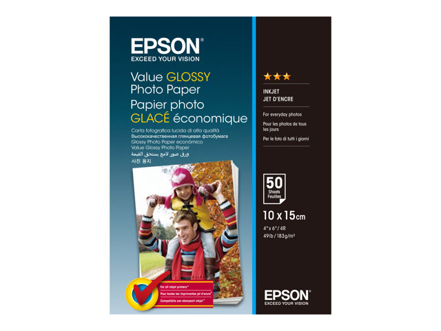 Epson Value - Glossy - 100 x 150 mm - 183 g/m² - 50 sheet(s) photo paper - for Epson L382, L386, L486, Expression Home HD XP-15000, Expression Premium XP-900
