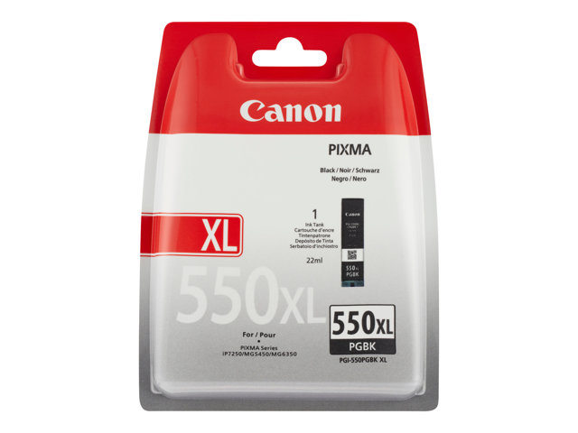 Canon PGI-550PGBK XL - 22 ml - High Yield - black - original - ink tank - for PIXMA iP8750, iX6850, MG5550, MG5650, MG5655, MG6450, MG6650, MG7150, MG7550, MX725, MX925