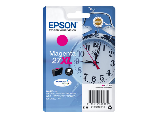 Epson 27XL - 10.4 ml - XL - magenta - original - blister with RF alarm - ink cartridge - for WorkForce WF-3620, WF-3640, WF-7110, WF-7610, WF-7620, WF-7715, WF-7720