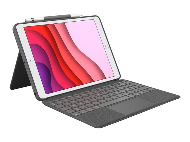 Logitech Combo Touch - Keyboard and folio case - with trackpad - backlit - Apple Smart connector - AZERTY - French - oxford grey - for Apple 10.9-inch iPad (10th generation)