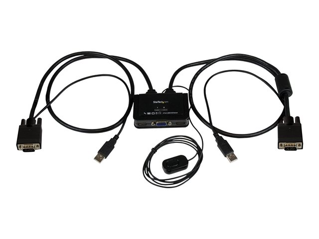 StarTech.com 2 Port USB VGA Cable KVM Switch - USB Powered with Remote Switch - KVM with VGA - Dual Port VGA KVM Switch (SV211USB) - KVM switch - 2 x KVM port(s) - 1 local user - desktop