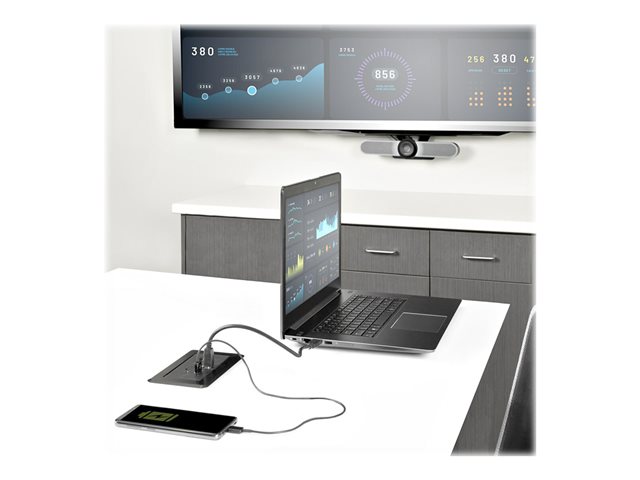 StarTech.com Conference Room Docking Station, Universal Laptop Dock, 4K HDMI, 60W Power Delivery, USB Hub, GbE, Audio, In-Table Connectivity Box For Huddle/Boardroom Collaboration Space - For Teams & Zoom Calls - Docking station - USB-C / USB 3.0 - HDMI - 1GbE - TAA Compliant