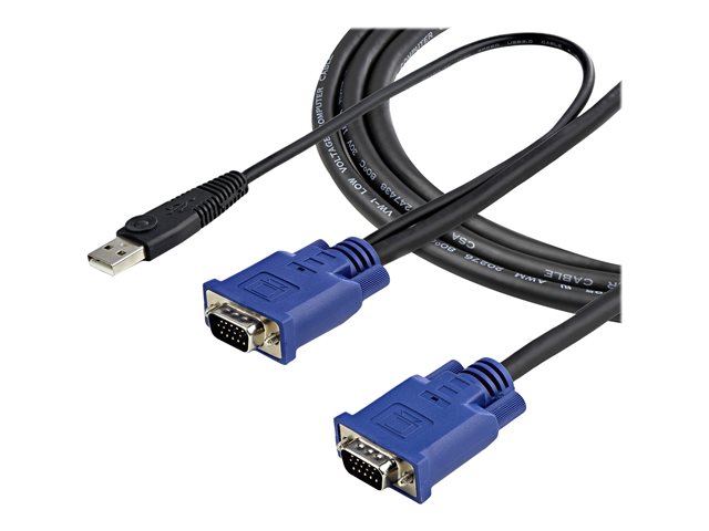 StarTech.com 10 ft Ultra Thin USB VGA 2-in-1 KVM Cable - VGA KVM Cable - USB KVM Cable - KVM Switch Cable (SVECONUS10) - Video / USB cable - USB, HD-15 (VGA) (M) to HD-15 (VGA) (M) - 3.05 m - black - for P/N: CAB831HDU, RACKCONS1908, SV1631DUSBUK, SV565DUTPU, SV565UTPUL, SV831DUSBUK
