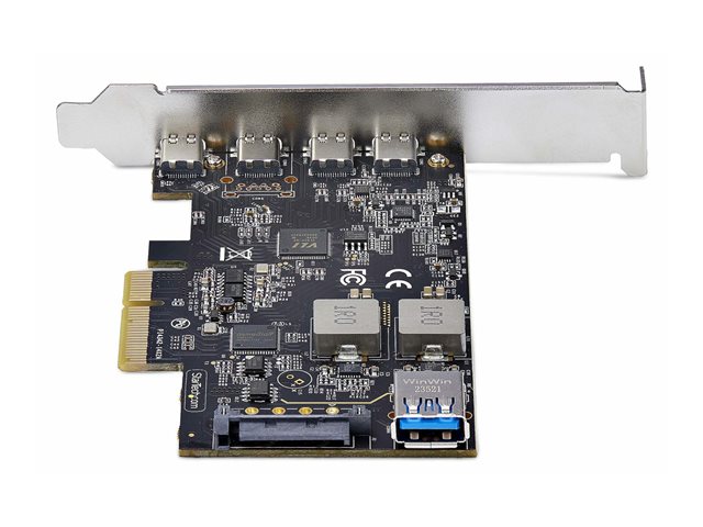 StarTech.com 5-Port USB PCIe Card, USB 3.2 10Gbps, PCI Express Card with 4x USB-C Ports, 1x USB-A Internal Port, USB PCIe Controller Card, Windows/macOS/Linux - USB adapter - PCIe 3.0 x4 - USB-C 3.2 Gen 1 x 4 + USB 3.2 Gen 1 x 1 - black