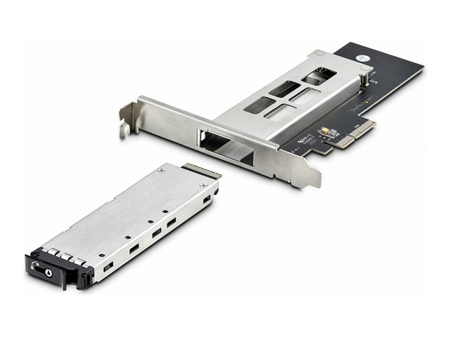 StarTech.com M.2 NVMe SSD to PCIe x4 Mobile Rack/Backplane with Removable Tray for PCI Express Expansion Slot, Tool-less Installation, PCIe 4.0/3.0 Hot-Swap Drive Bay, Key Lock - 2 Keys Included - Interface adapter - M.2 - M.2 NVMe Card / PCIe 4.0 (N