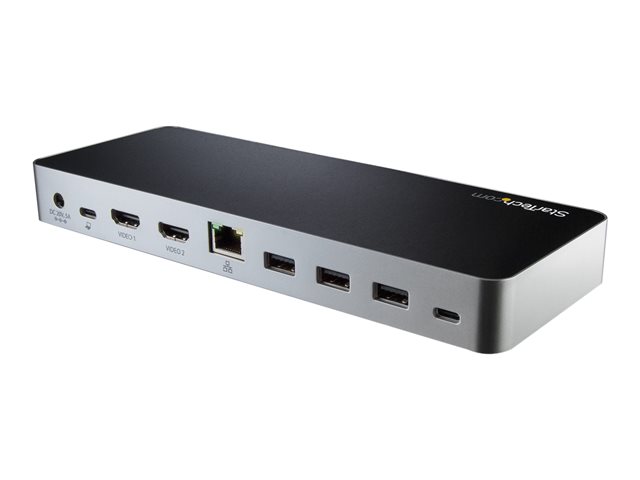 StarTech.com Dual Monitor USB C Docking Station with 60W Power Delivery for Windows Laptops, USB C to HDMI / DVI Dock, USB 3.1 Gen 1 Type C Dock with Charging, Thunderbolt 3 Compatible - 5-Port USB 3.0 Hub (MST30C2HHPDU) - Docking station - USB-C / Thunderbolt 3 - 2 x HDMI - 1GbE - 60 Watt