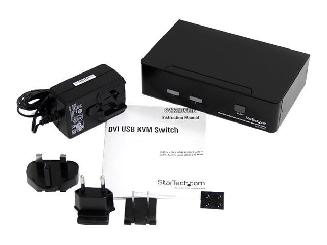 StarTech.com 2 Port DVI USB KVM Switch with Audio and USB 2.0 Hub (SV231DVIUA) - KVM / audio / USB switch - 2 x KVM / audio / USB - 1 local user - desktop - for P/N: IM12D1500P, SVA12M2NEUA, SVA12M5NA, USBDVI4N1A10, USBDVI4N1A6