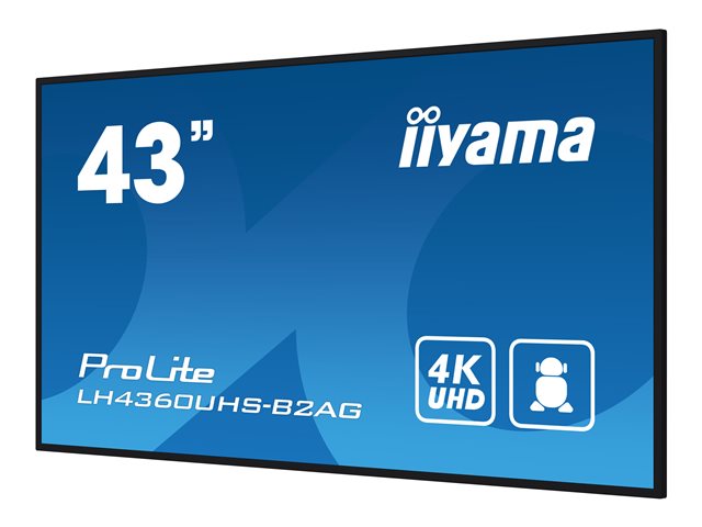 iiyama ProLite LH4360UHS-B2AG - 43\" Diagonal Class (42.5\" viewable) LED-backlit LCD display - digital signage - with built-in SoC media player - Android - 4K UHD (2160p) 3840 x 2160 - Edge LED - black