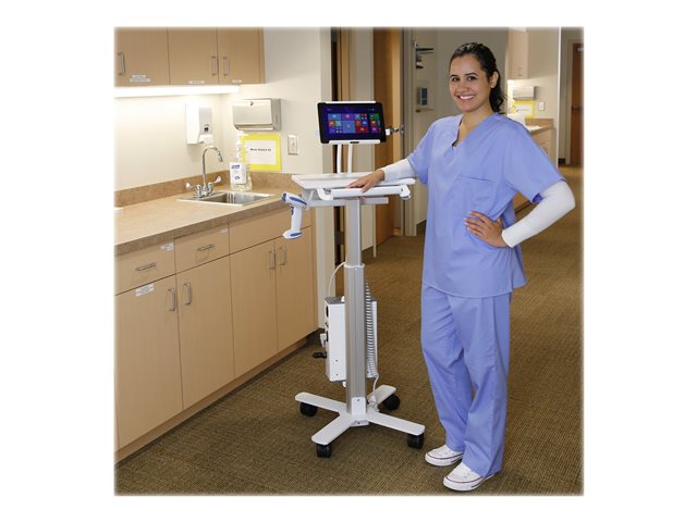 Ergotron StyleView Tablet Cart, SV10 - Cart - for tablet / keyboard - medical - metal - white, aluminium - screen size: up to 12\" - TAA Compliant
