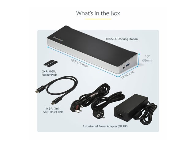 StarTech.com USB-C Dock, 4K Triple Monitor USB Type-C Docking Station with Dual DisplayPort & HDMI, 100W Power Delivery + Charging, USB 3.0/3.1 Gen 1 Hub (1x USB-C + 4x USB-A) w/ Ethernet - 100W PD Laptop Dock (DK30CH2DEPUE) - Docking station - USB-C - HDMI, DP - 1GbE - 100 Watt - TAA Compliant