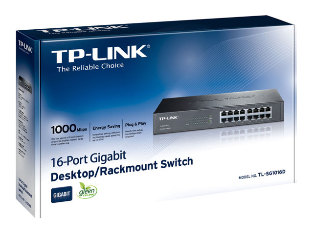 TP-Link TL-SG1016D 16-Port Gigabit Switch - Switch - unmanaged - 16 x 10/100/1000 - desktop