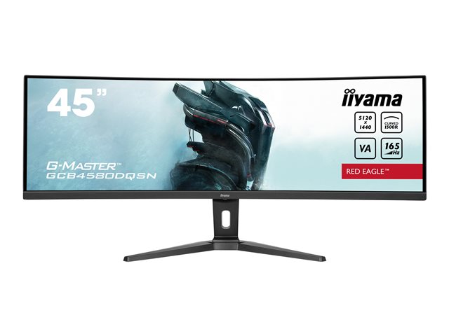 iiyama G-MASTER Red Eagle GCB4580DQSN-B1 - LED monitor - gaming - curved - 45\" (44.5\" viewable) - 5120 x 1440 Dual Quad HD @ 165 Hz - VA - 450 cd/m² - 3000:1 - HDR400 - 0.8 ms - 2xHDMI, DisplayPort, 2xUSB-C - speakers - black, matte