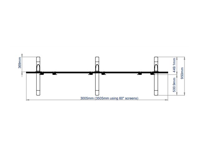 B-TECH System X BT8370 - Stand - for 3x3 video wall - black with black column - screen size: 46\"-55\" - mounting interface: up to 600 x 400 mm - free-standing