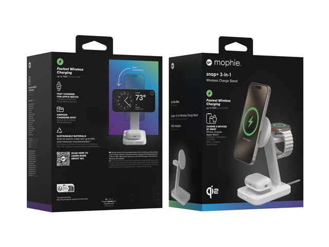 mophie Snap 3in1 Wrl Charge stand Qi2 Wh