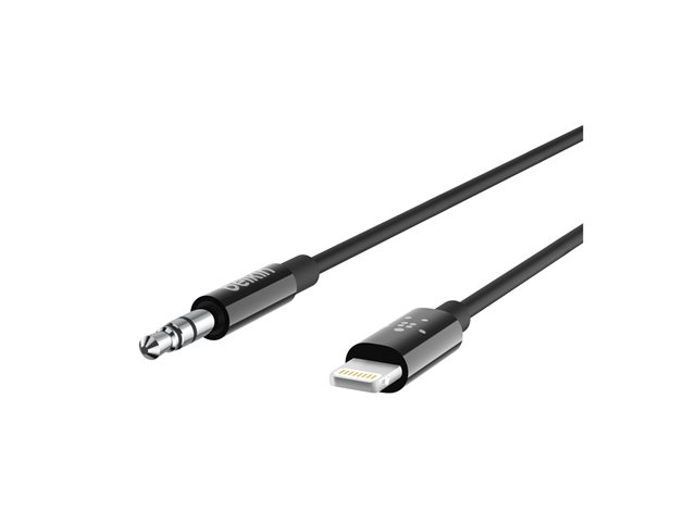 Belkin - Lightning to headphone jack cable - Lightning male to mini-phone stereo 3.5 mm male - 91.4 cm - black