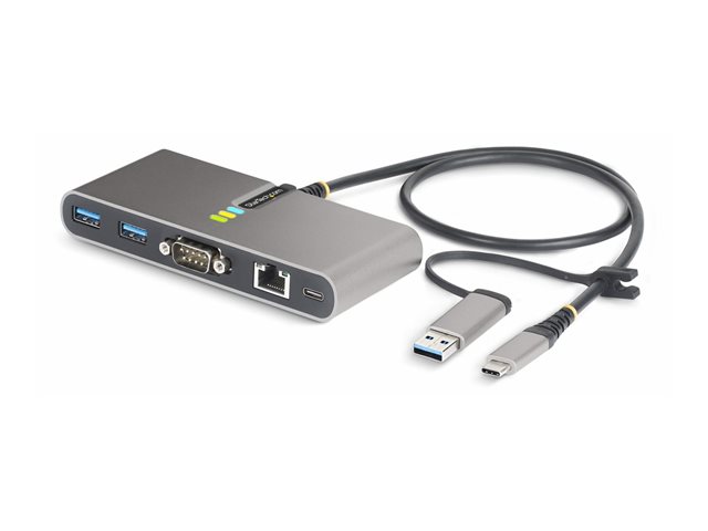 StarTech.com 2-Port USB-C/USB-A Hub with GbE and RS232 Serial, 2x USB-A - Hub - 2 x USB 3.2 Gen 1 - desktop