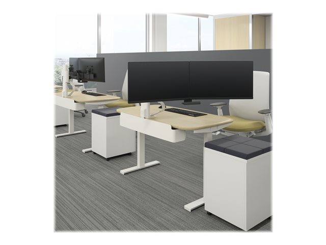 Ergotron TRACE - Mounting kit (handle, base, lift column, extension arms, bow, 2 sliding pivots, 2-piece desk clamp) - Constant Force Technology - for 2 LCD displays - white - screen size: up to 27\"