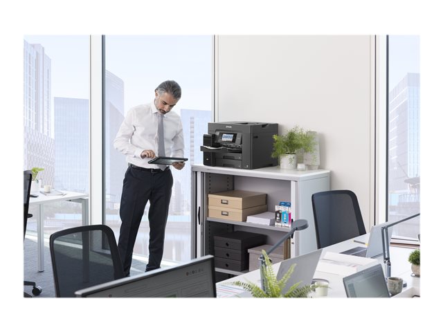 Epson EcoTank ET-5850 - Multifunction printer - colour - ink-jet - A4 (210 x 297 mm) (original) - A4 (media) - up to 25 ppm (printing) - 550 sheets - 33.6 Kbps - USB 2.0, LAN, Wi-Fi(ac) - black