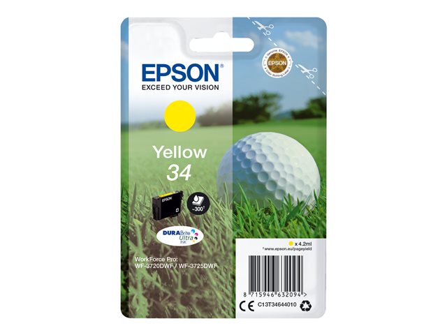 Epson 34 - 4.2 ml - yellow - original - ink cartridge - for WorkForce Pro WF-3720, WF-3720DWF, WF-3725DWF