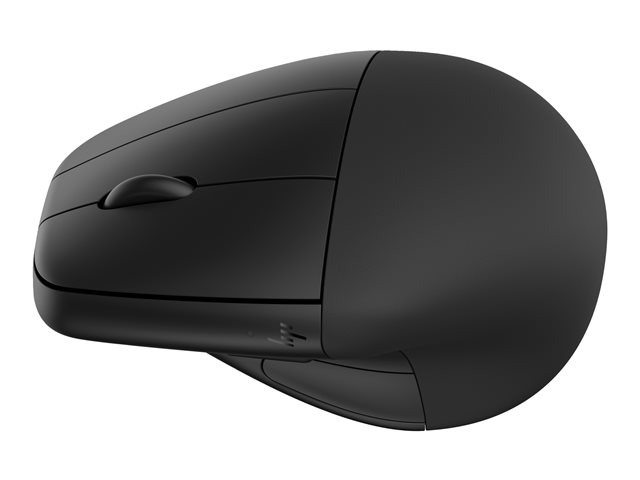 HP 925 - Vertical mouse - ergonomic - 6 buttons - wireless - Bluetooth 5.3, 2.4 GHz - USB wireless receiver - black - 100% paper-based packaging
