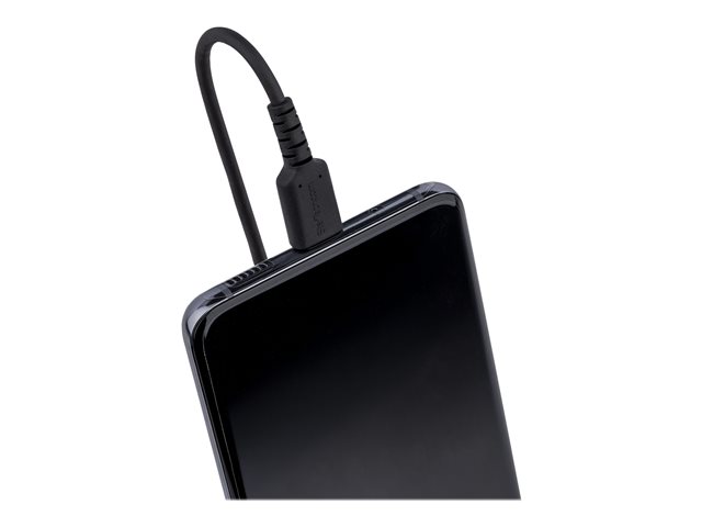 StarTech.com 20in (50cm) USB C Charging Cable, Coiled Heavy Duty Fast Charge & Sync USB-C Cable, High Quality USB 2.0 Type-C Cable, Rugged Aramid Fiber, TPE, 3A, S20, iPad, Pixel - Durable Male to Male USB, Black - USB cable - 24 pin USB-C (M) to 24 pin USB-C (M) - USB 2.0 - 3 A - 50 cm - coiled - black