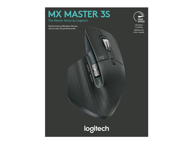 Logitech Master Series MX Master 3S - Bluetooth Edition - mouse - ergonomic - right-handed - optical - 7 buttons - wireless - Bluetooth - graphite
