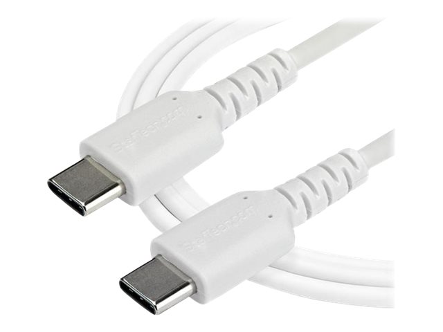 StarTech.com 1m USB C Charging Cable, Durable Fast Charge & Sync USB 2.0 Type C to USB C Laptop Charger Cord, TPE Jacket Aramid Fiber M/M 60W White, Samsung S10, S20 iPad Pro MS Surface - Heavy Duty and Rugged - USB cable - 24 pin USB-C (M) straight to 24 pin USB-C (M) straight - Thunderbolt 3 / USB 2.0 - 1 m - white