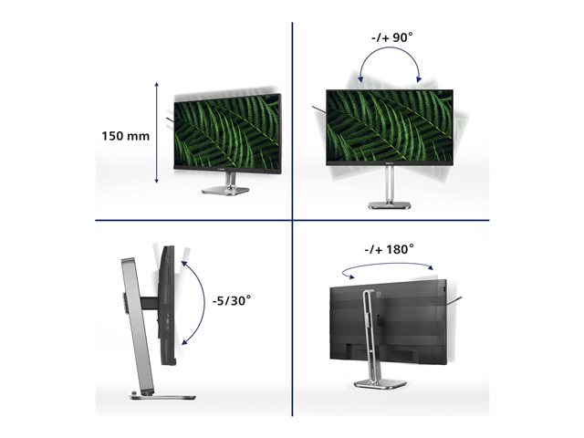 Philips 27B2G5500 - LED monitor - 27\" - 2560 x 1440 QHD @ 100 Hz - IPS - 1500:1 - speakers - silver, charcoal