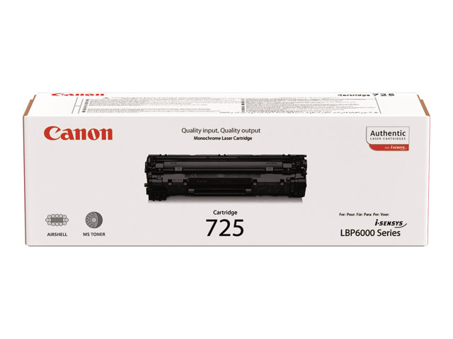 Canon CRG-725 - Black - original - toner cartridge - for i-SENSYS LBP6000, LBP6000B, LBP6020, LBP6020B, LBP6030, LBP6030B, LBP6030w, MF3010