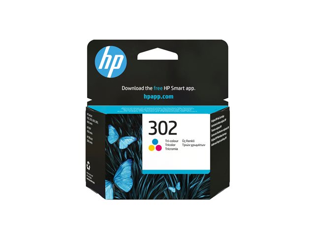 HP 302 - 4 ml - colour (cyan, magenta, yellow) - original - ink cartridge - for Deskjet 1110, 21XX, 36XX, ENVY 45XX, Officejet 38XX, 46XX, 52XX