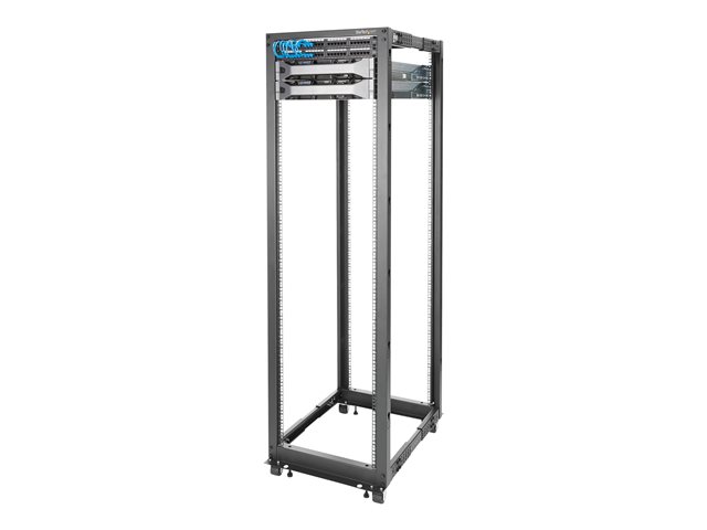 StarTech.com 42U 19\" Open Frame Server Rack, 4 Post Adjustable Depth 23-41\" Mobile, Free Standing Rolling Network/Computer Equipment Data Rack, Dell PowerEdge, HP ProLiant ThinkServer - Adjustable Server Rack (4POSTRACK42) - Rack - black - 42U - for P/N: CABSCREWM5B, CABSCREWSM5, CABSCREWSM5B, CABSCREWSM62, CABSCREWSM6B, CABSCRWS1224