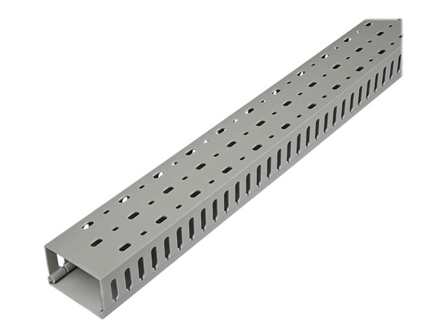 StarTech.com Open Slot Cable Management Raceway with Cover, 3\"(75mm)W x 2\"(50mm)H, 6.5ft(2m) length, 1/4\"(8mm) Slots, PVC Network Cable Hider Kit/Wall Wire Duct, Max 180 Cables, UL Listed - UL94 V0, M1 Fire Rated (CBMWD7550) - Cable raceway - 2 m - grey - TAA Compliant