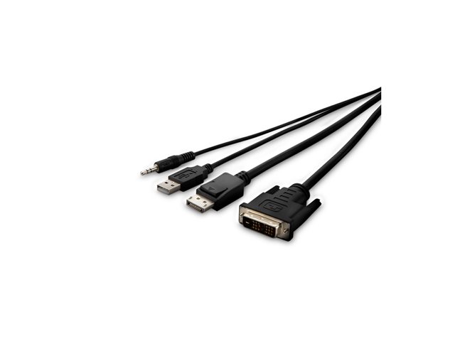 Belkin Secure KVM Combo Cable - Video / USB / audio cable - TAA Compliant - USB, mini jack, DVI-D, DisplayPort (M) to USB Type B, mini jack, HDMI, DisplayPort (M) - 3.05 m - passive, 4K support - black